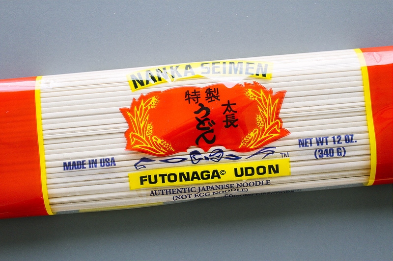 a package of dried udon noodles.
