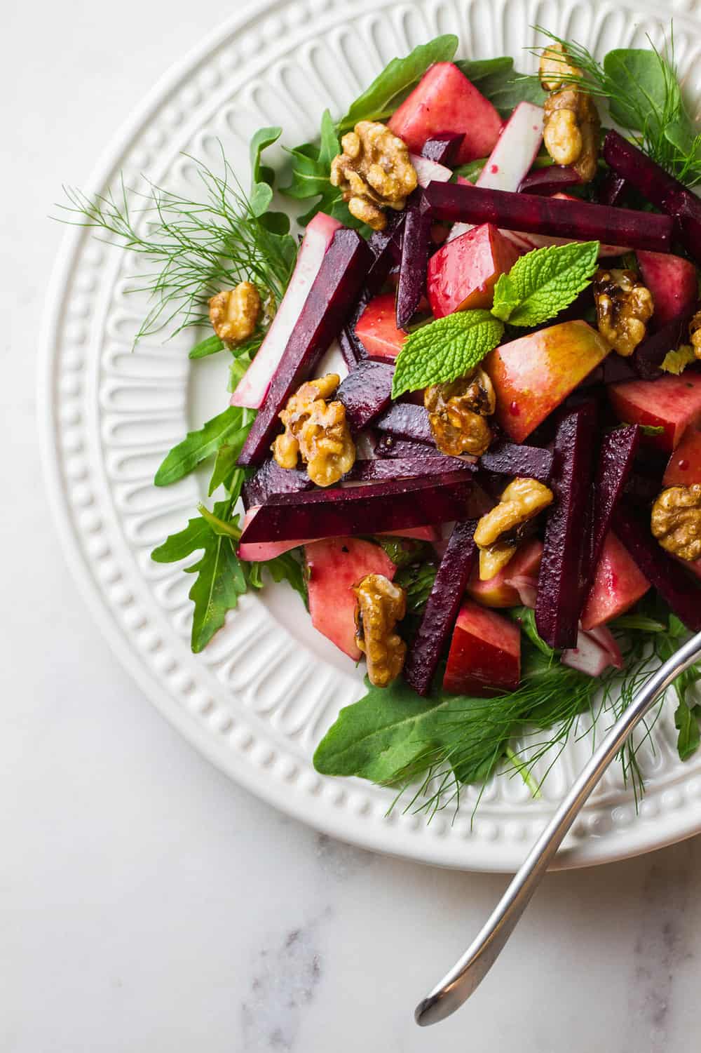 APPLE, BEET & FENNEL SALAD + BALSAMIC MAPLE-DIJON VINAIGRETTE