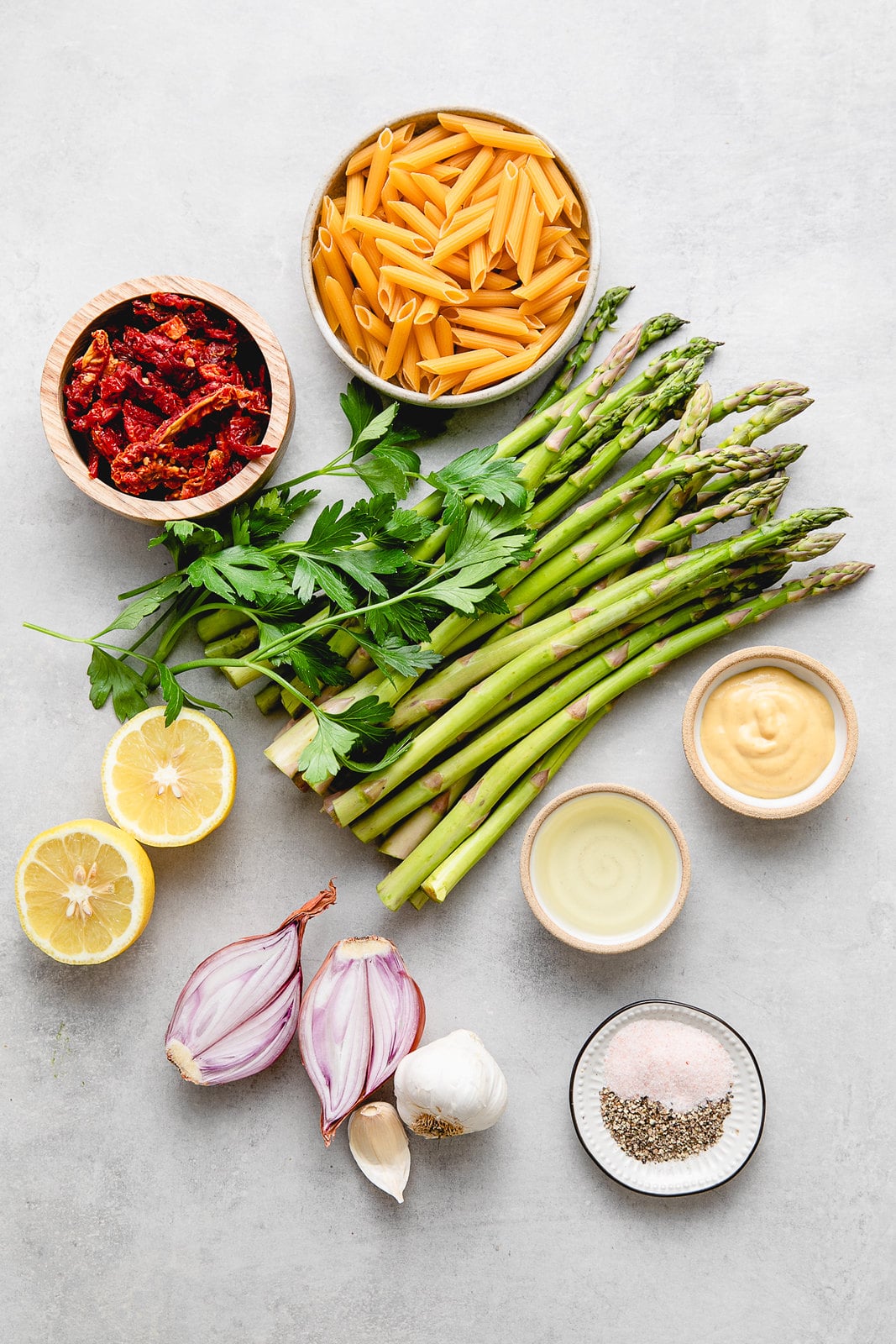 top down view of an assortment of ingredients.